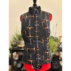 Ariat reversible puffer vest with horsebit design size small equestrian sport